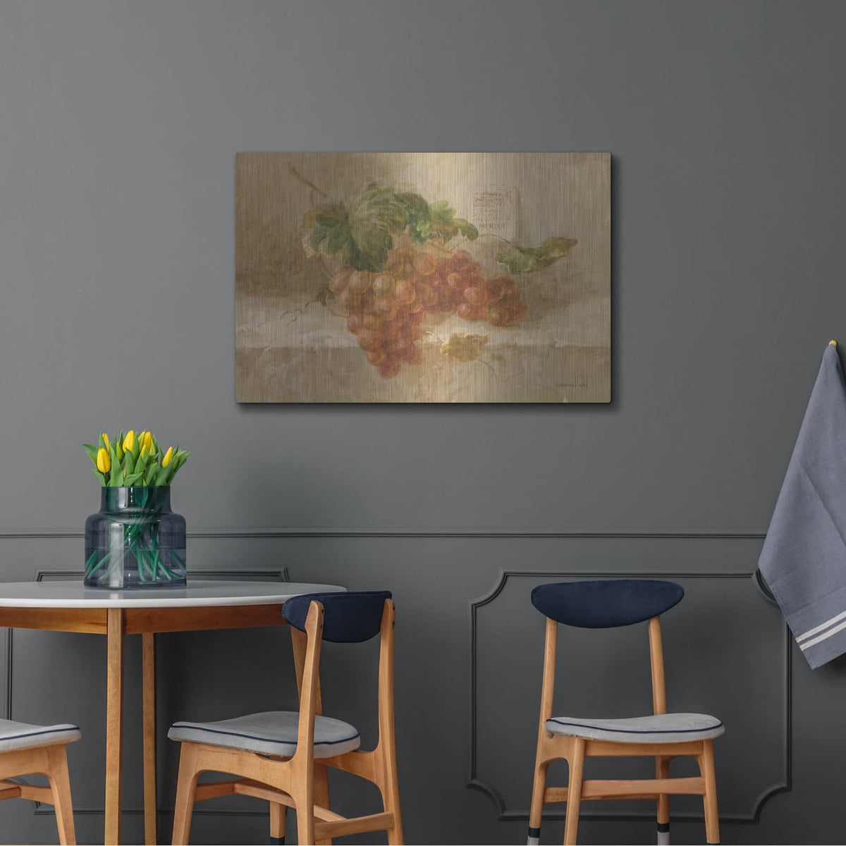 'Merlot Grapes' by Danhui Nai – Metal Wall Art, 36x24 room view