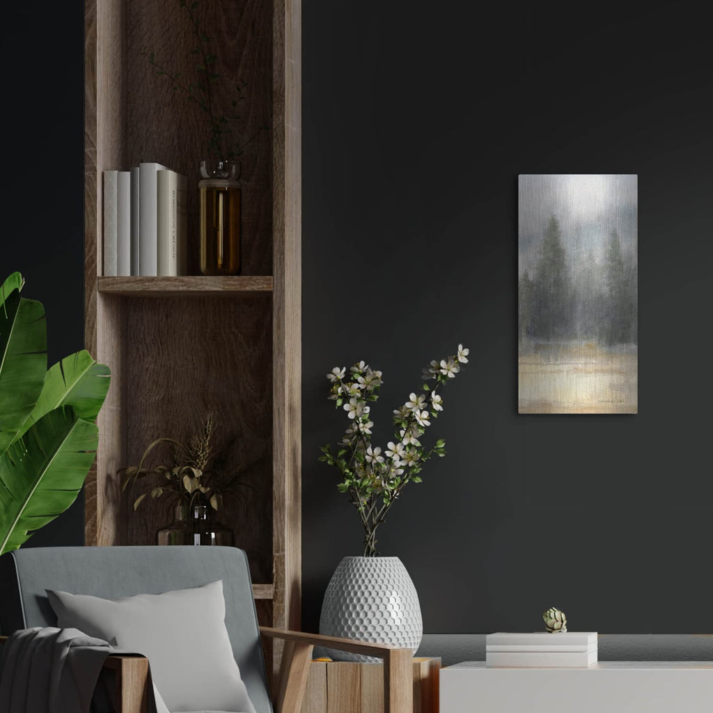 'Misty Pines Panel 2' by Danhui Nai – Metal Wall Art, 12x24 room view