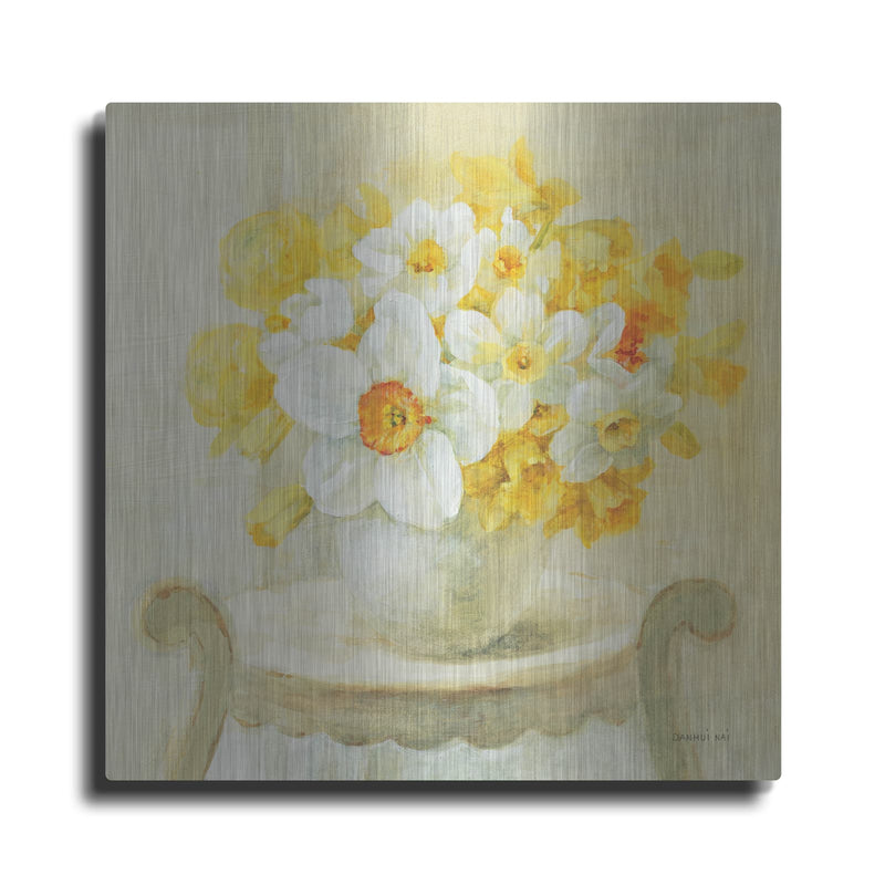'Mixed Narcissus On White' by Danhui Nai – Metal Wall Art
