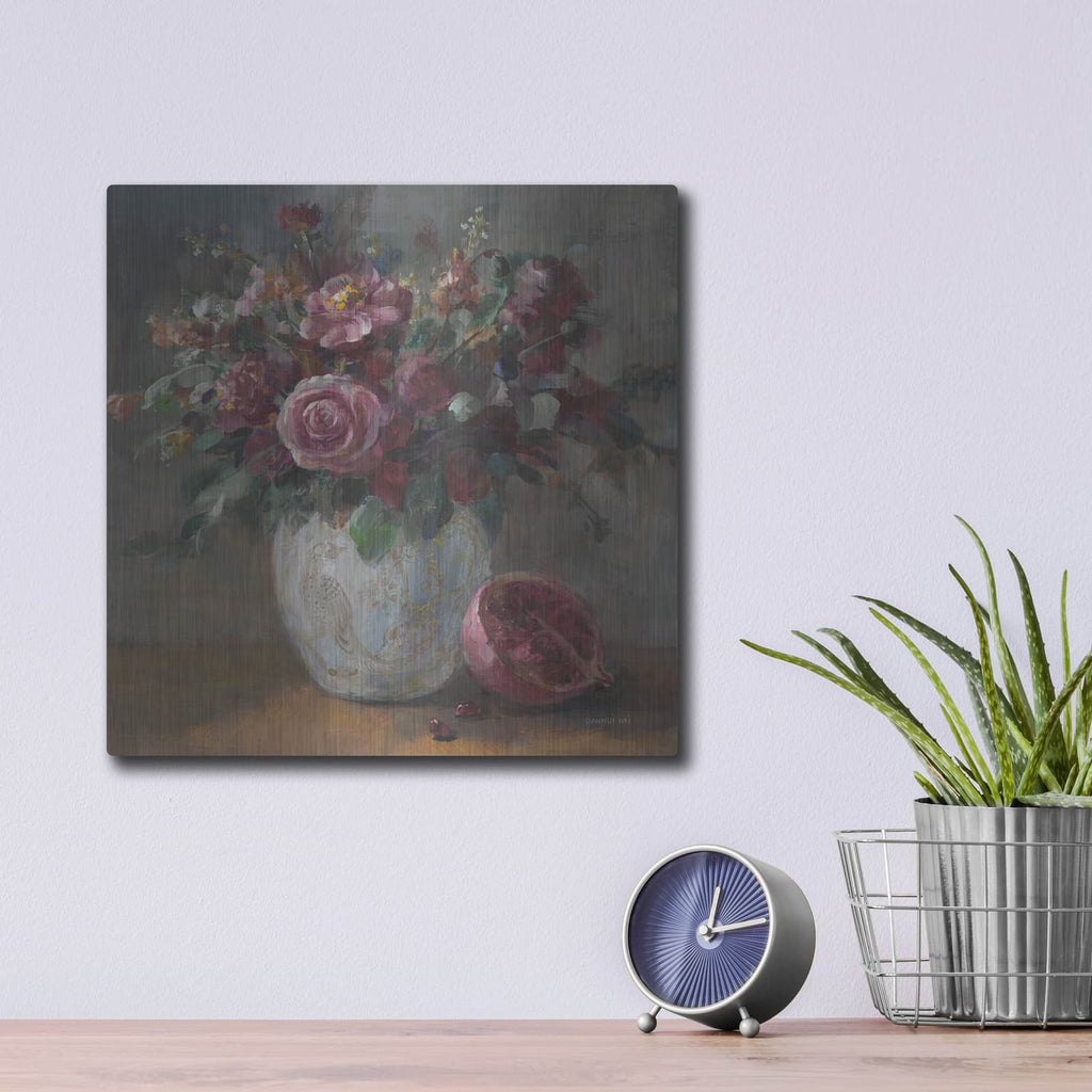 'Moody Rich Fall Florals' by Danhui Nai – Metal Wall Art, 12x12 room view