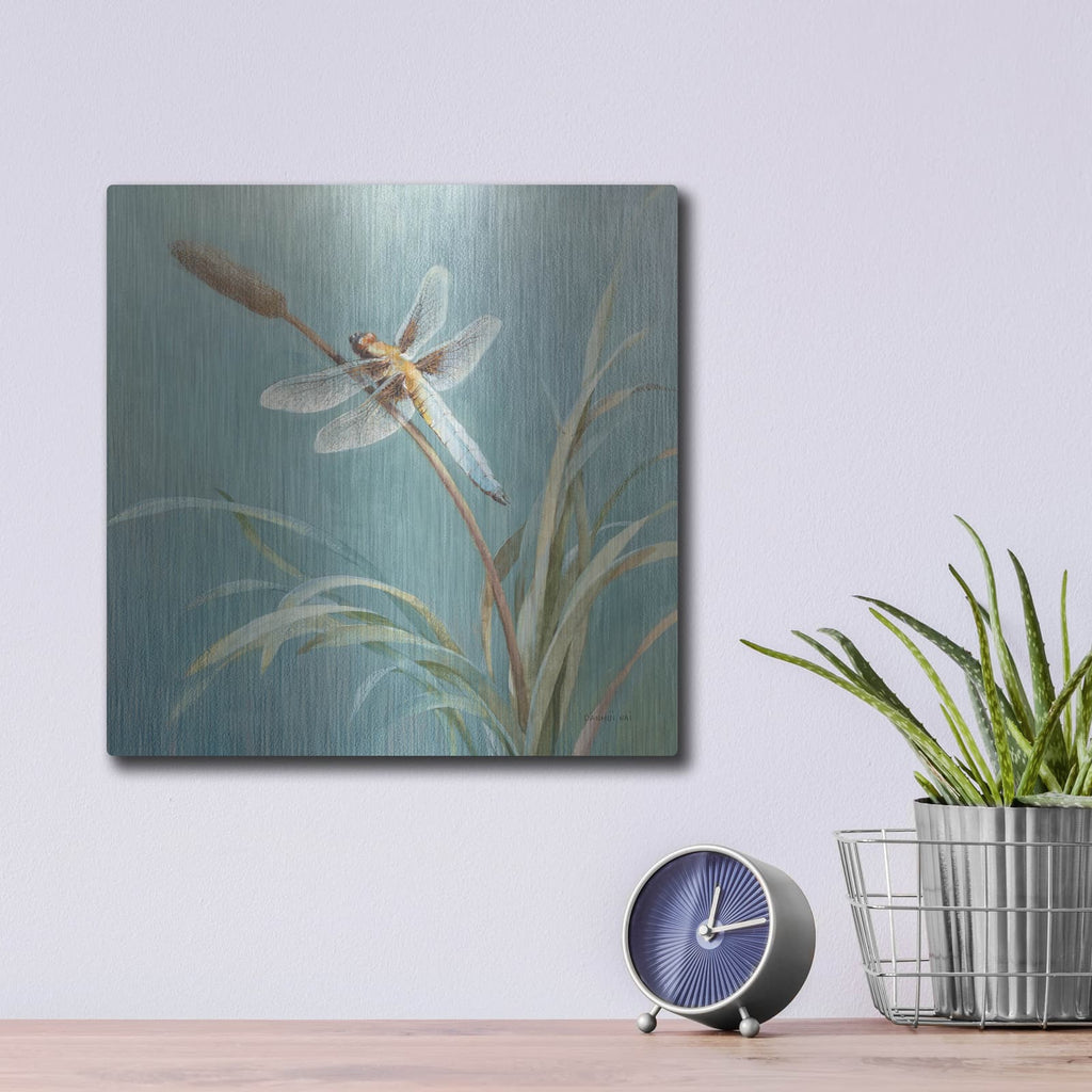 'Natural Detail 4 Blue' by Danhui Nai – Metal Wall Art, 12x12 room view