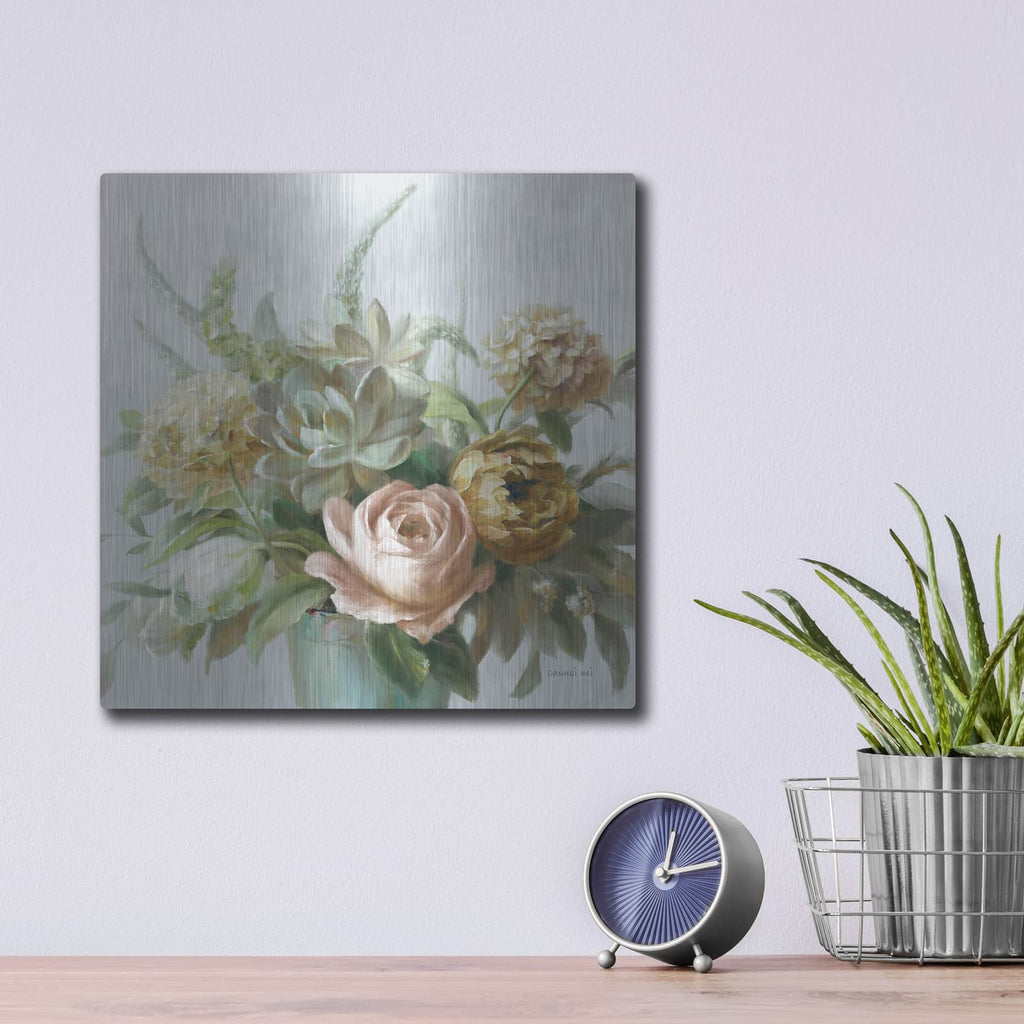 'Natural Elegance Fall On Grey No Texture C' by Danhui Nai – Metal Wall Art, 12x12 room view
