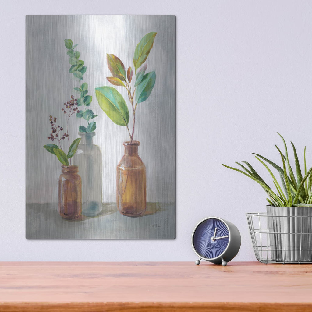 'Natural Riches 3 Charcoal' by Danhui Nai – Metal Wall Art, 12x16 room view