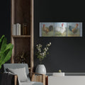'Noble Roosters 5' by Danhui Nai – Metal Wall Art, 36x12 room view