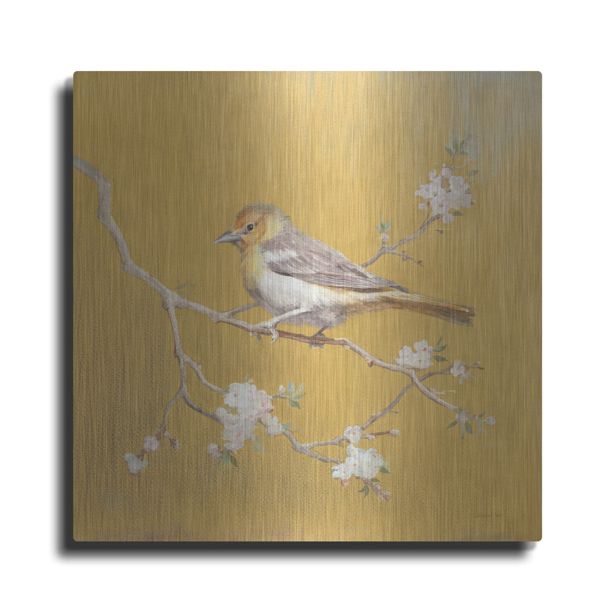 'Northern Oriole On Gold' by Danhui Nai – Metal Wall Art