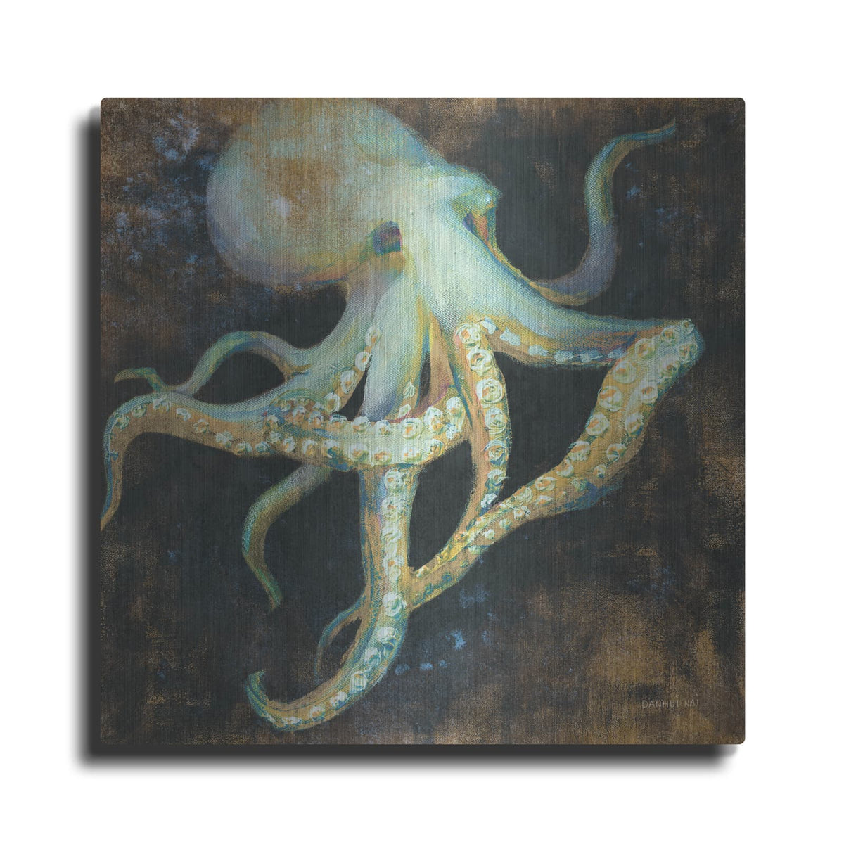 'Ocean Octopus On Black' by Danhui Nai – Metal Wall Art