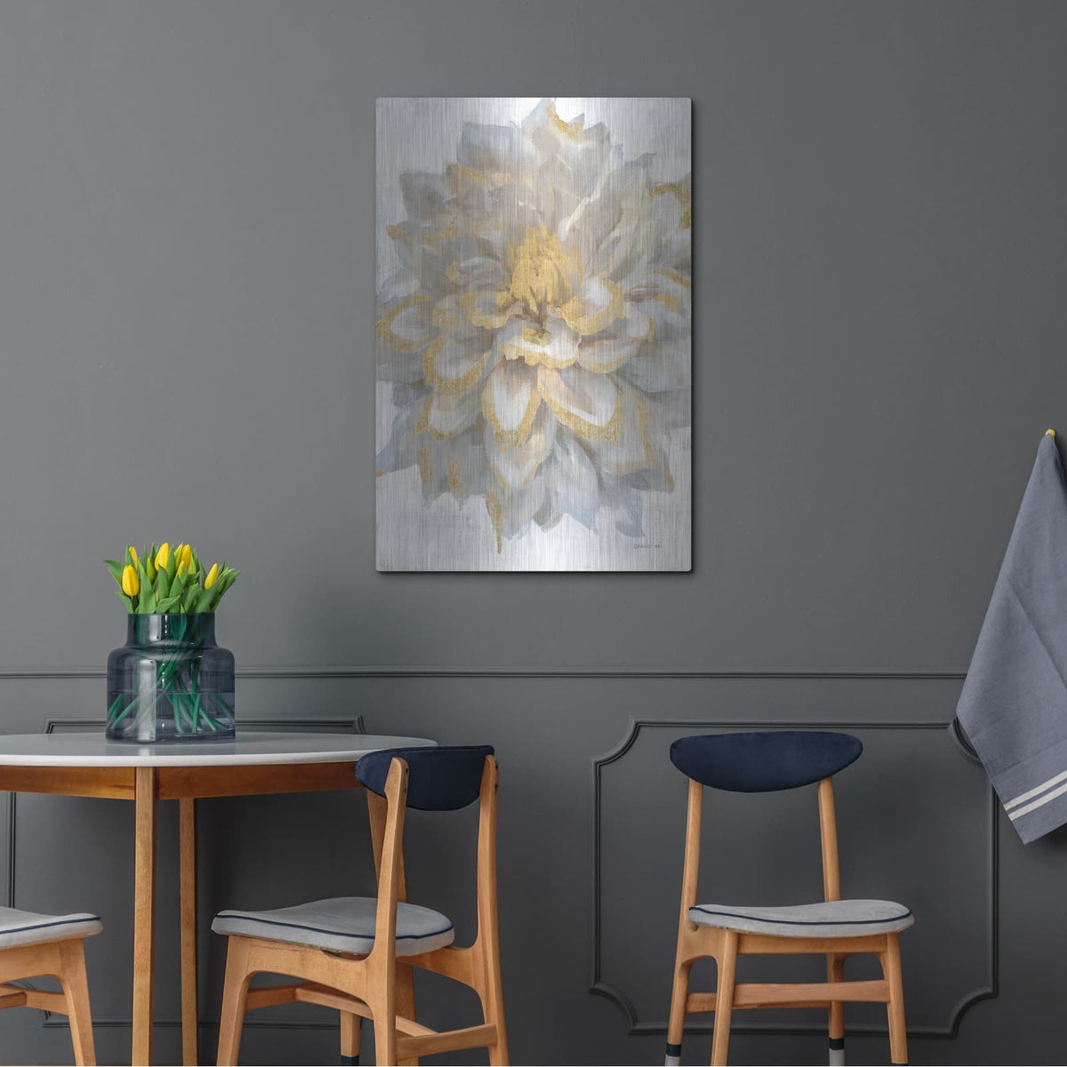 'Open Petals 1 With Gold' by Danhui Nai – Metal Wall Art, 24x36 room view