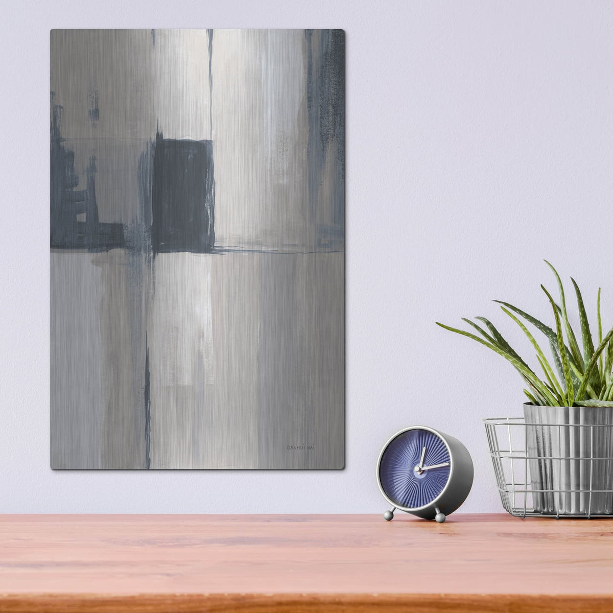 'Overlay 2 Blue' by Danhui Nai – Metal Wall Art, 12x16 room view