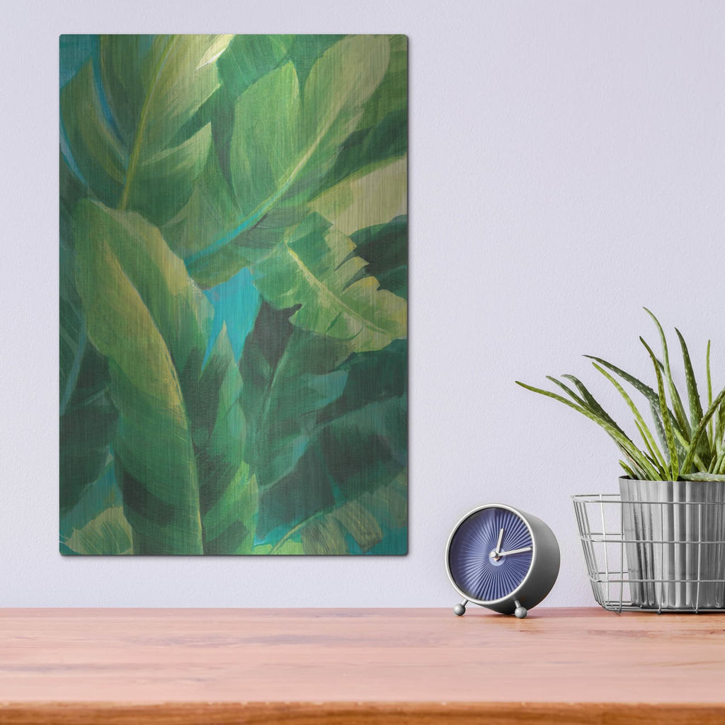 'Palm Of The Tropics 2 Teal Gold C' by Danhui Nai – Metal Wall Art, 12x16 room view