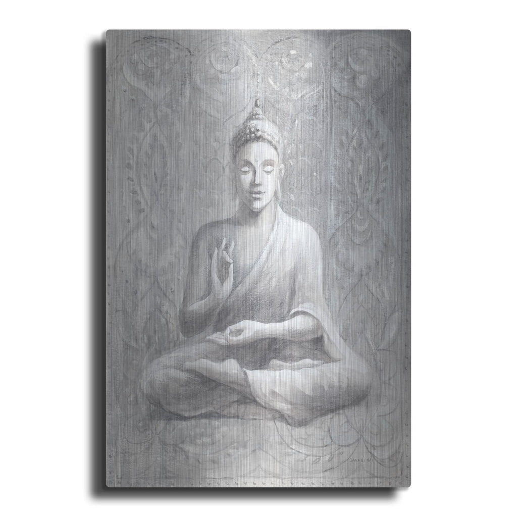 'Peace Of The Buddha Silver' by Danhui Nai – Metal Wall Art