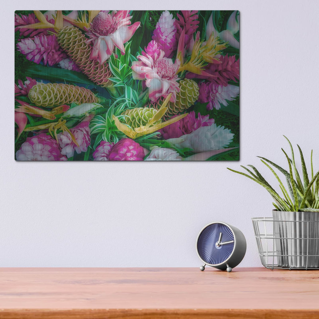 'Tropical Floral' by Dennis Frates – Metal Wall Art, 16x12 room view