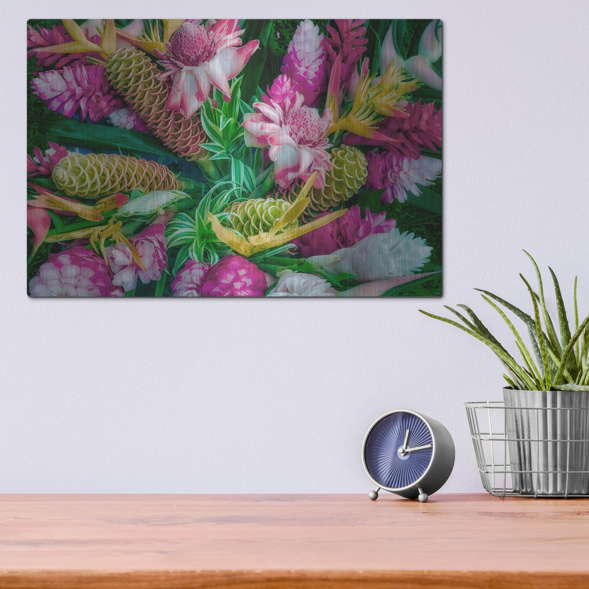 'Tropical Floral' by Dennis Frates – Metal Wall Art, 16x12 room view