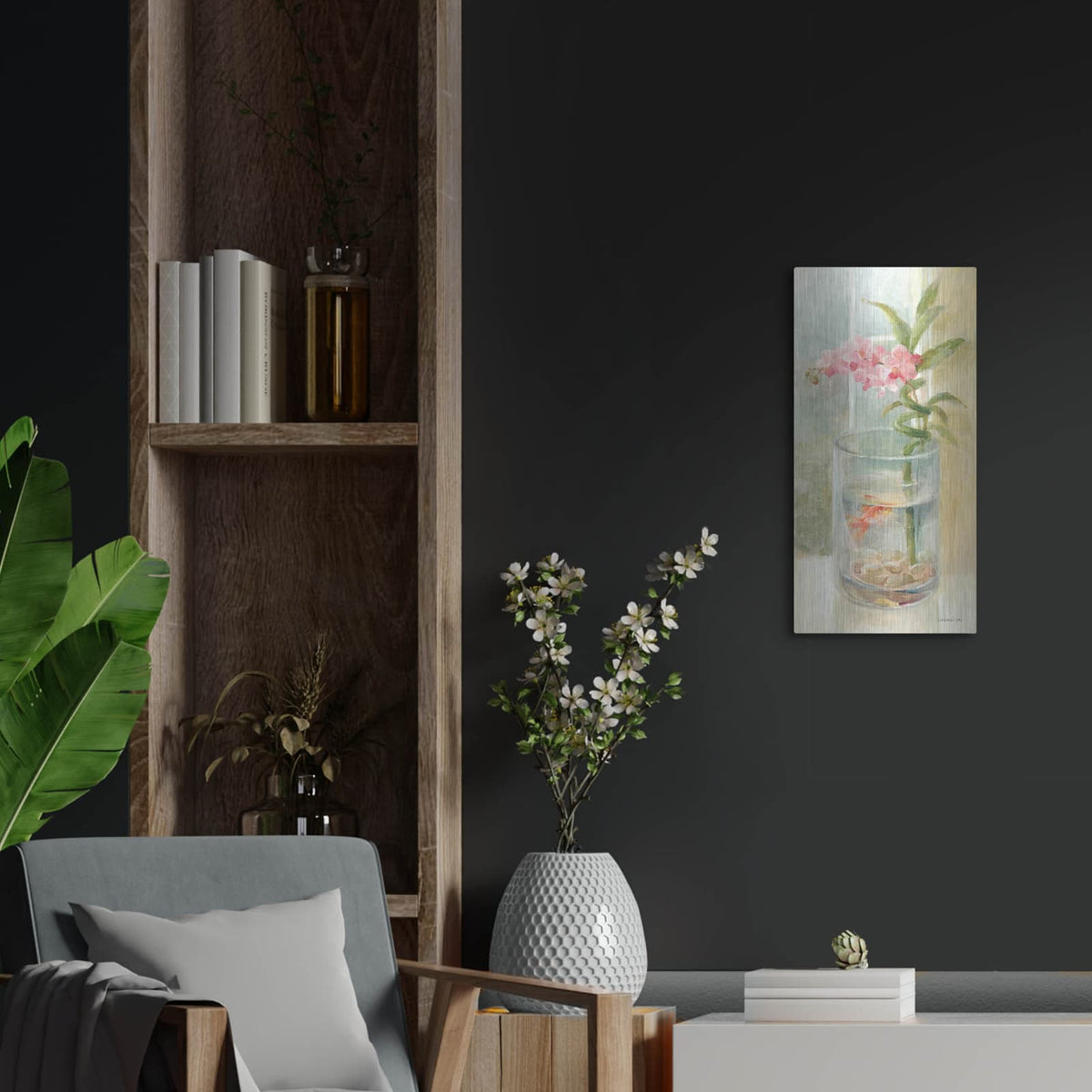 'Peaceful Orchid 2' by Danhui Nai – Metal Wall Art, 12x24 room view