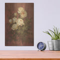 'Peach Roses On Red 1' by Danhui Nai – Metal Wall Art, 12x16 room view
