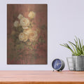 'Peach Roses On Red 2' by Danhui Nai – Metal Wall Art, 12x16 room view