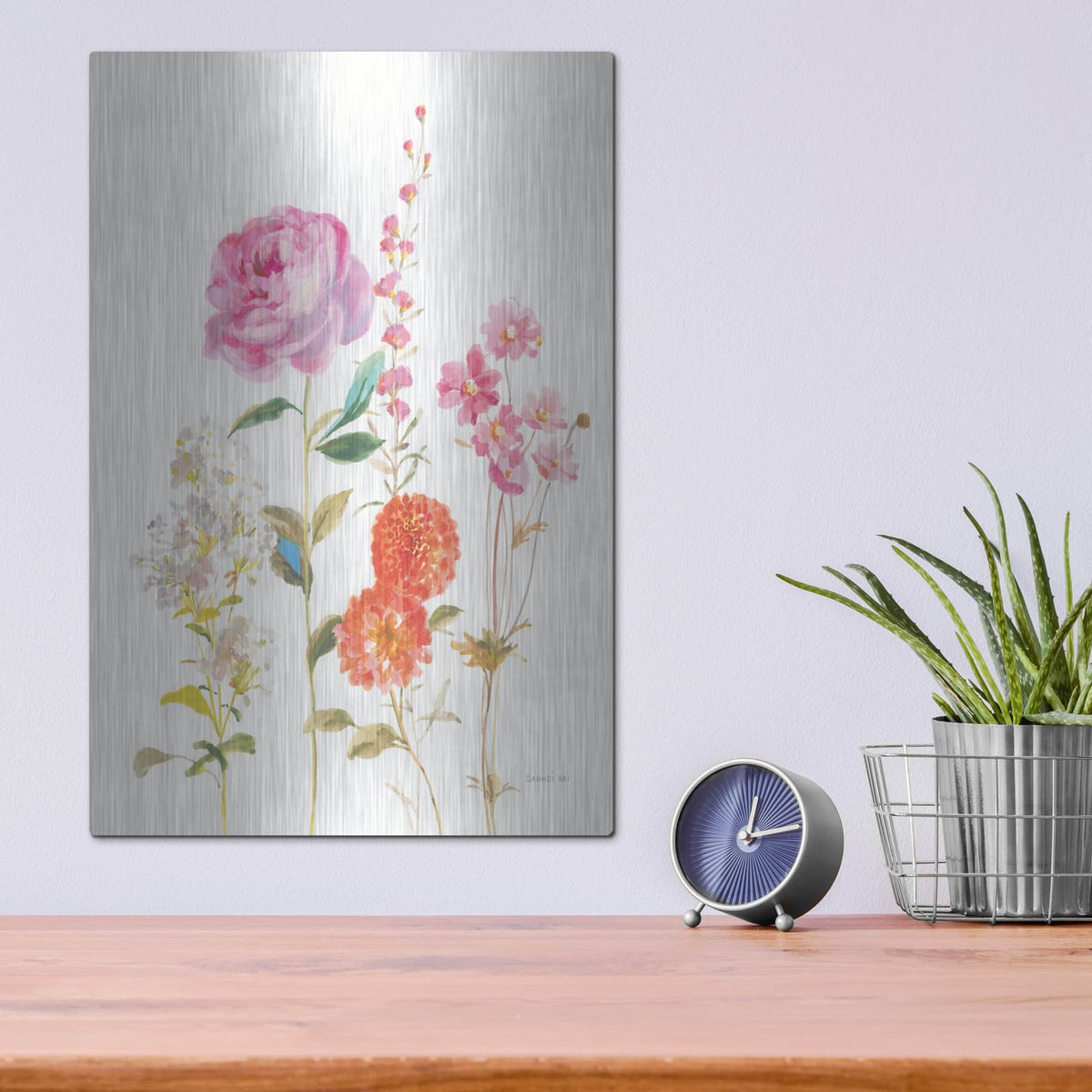'Picket Fence Flowers 1' by Danhui Nai – Metal Wall Art, 12x16 room view