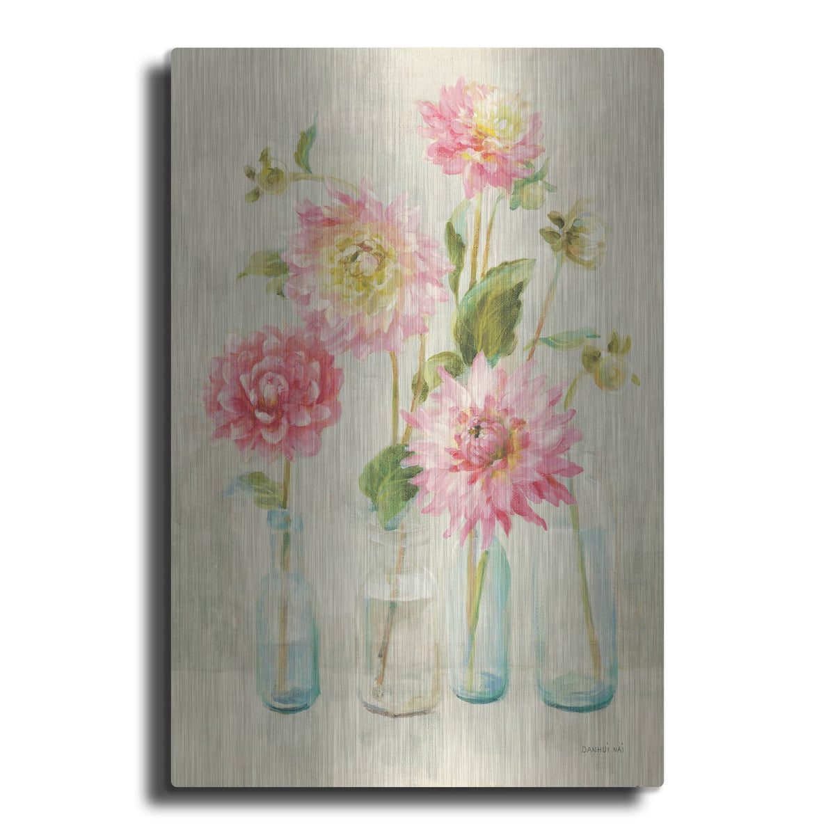 'Pink Dahlias' by Danhui Nai – Metal Wall Art