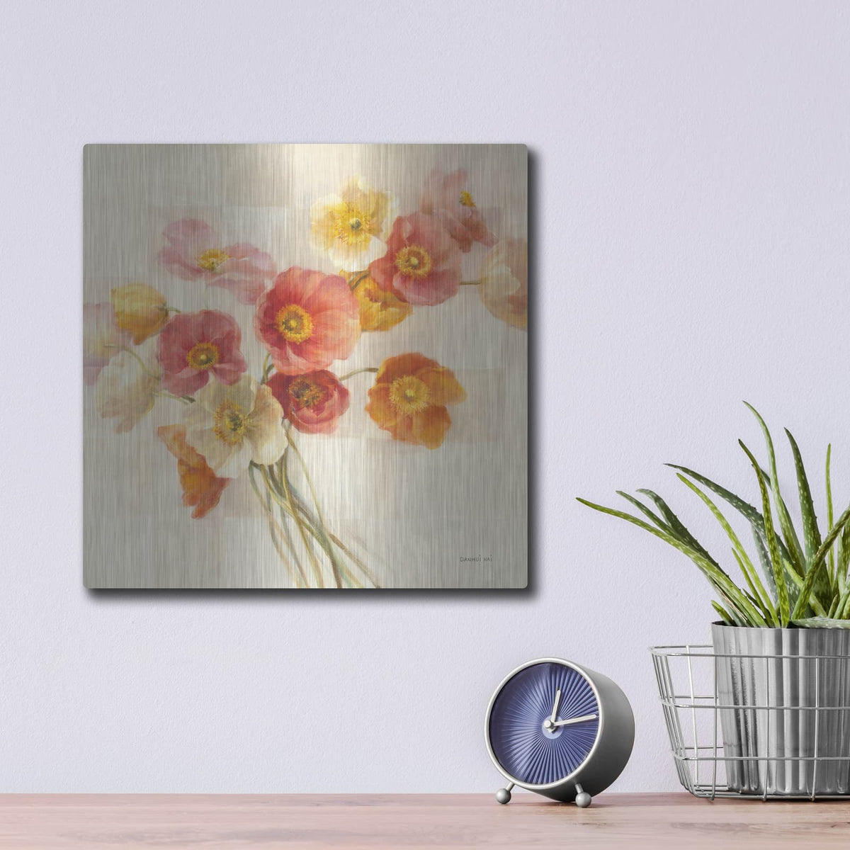 'Poppies Delight 1' by Danhui Nai – Metal Wall Art, 12x12 room view