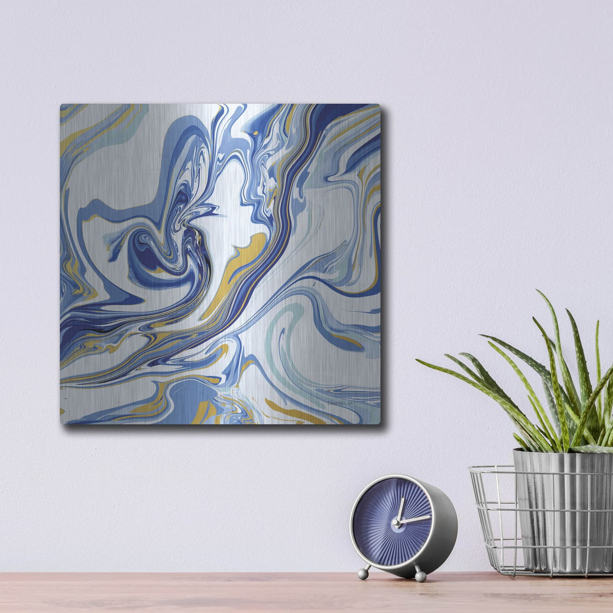 'Psychedelic Blue 2' by Danhui Nai – Metal Wall Art, 12x12 room view