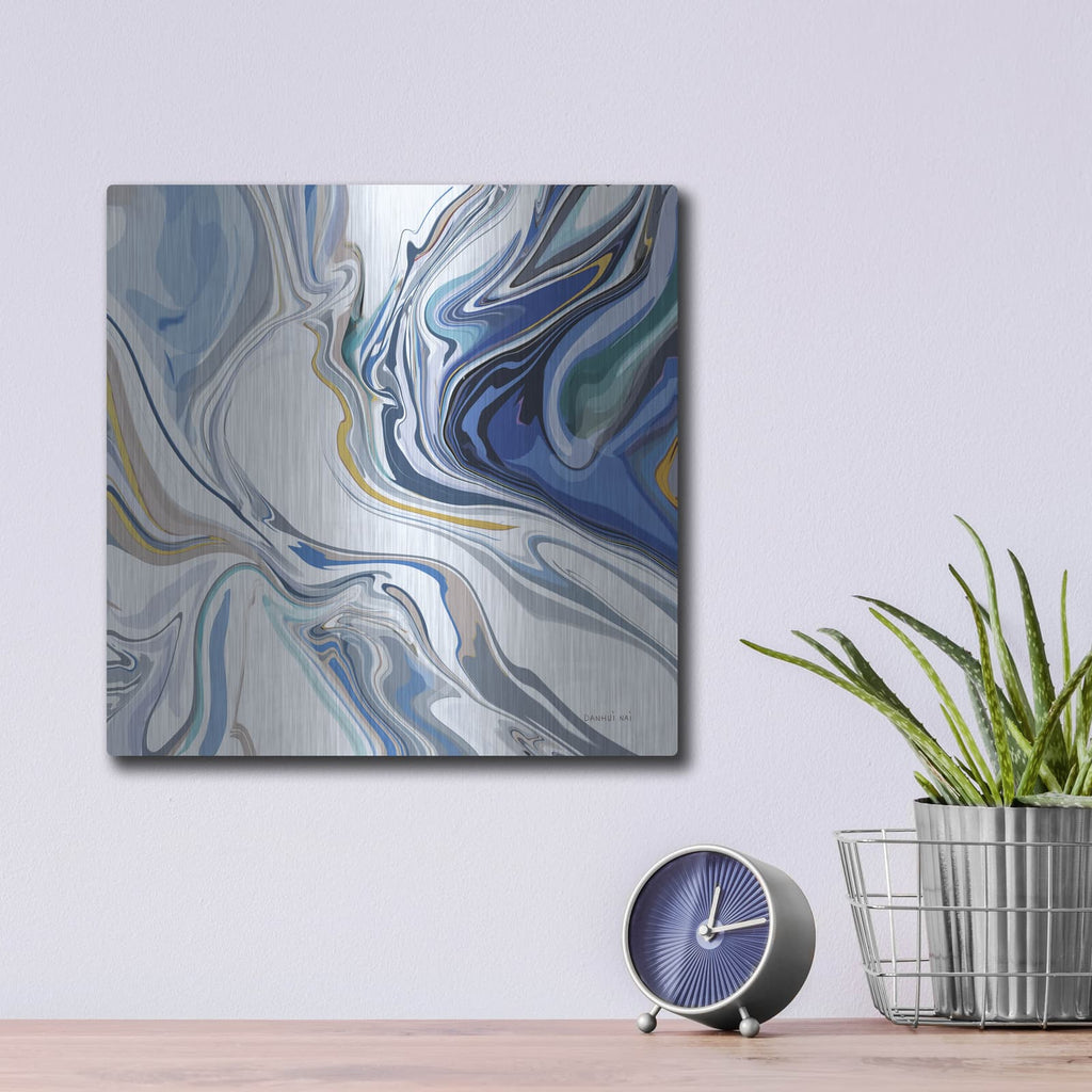 'Psychedelic Blue 3' by Danhui Nai – Metal Wall Art, 12x12 room view