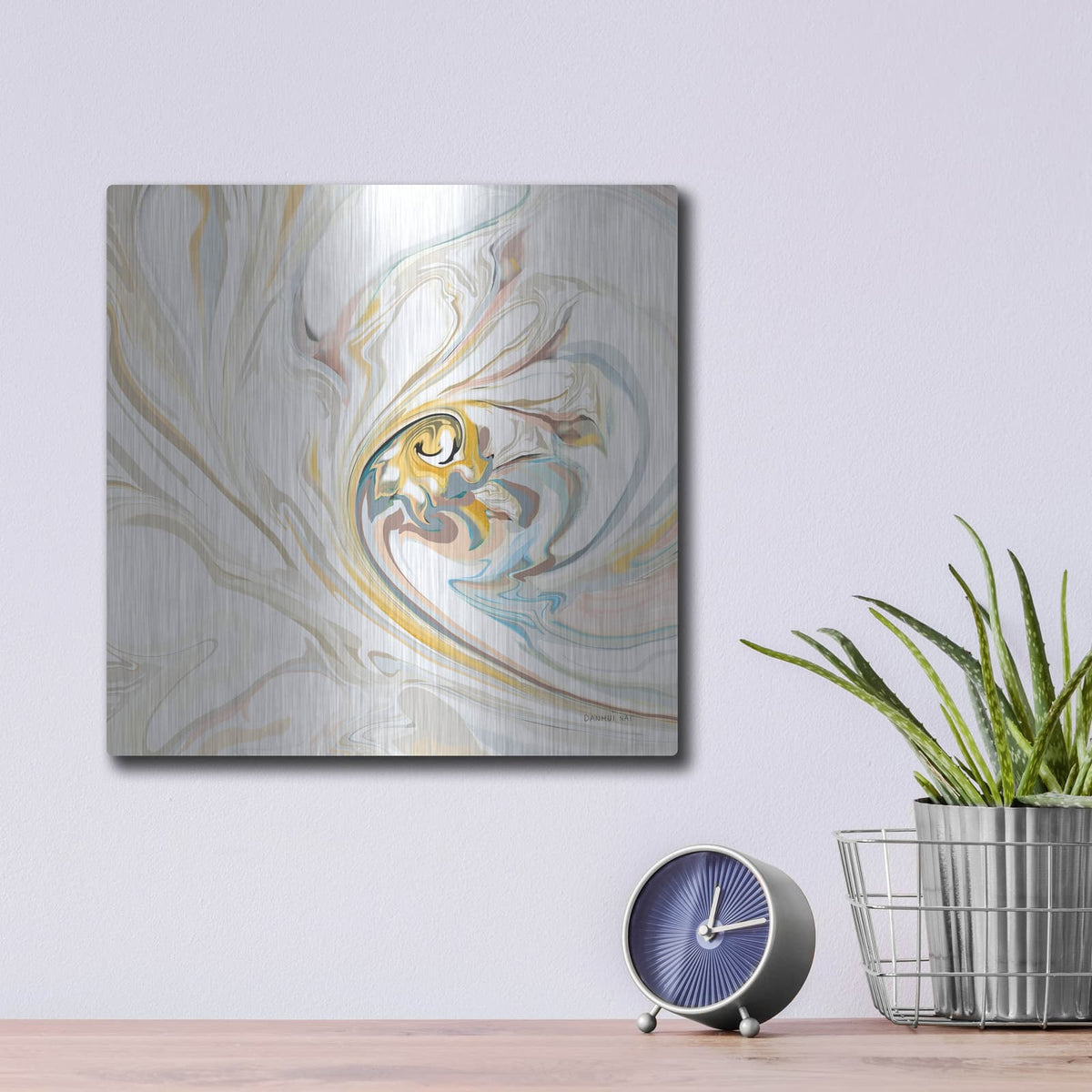 'Psychedelic Neutral 1' by Danhui Nai – Metal Wall Art, 12x12 room view