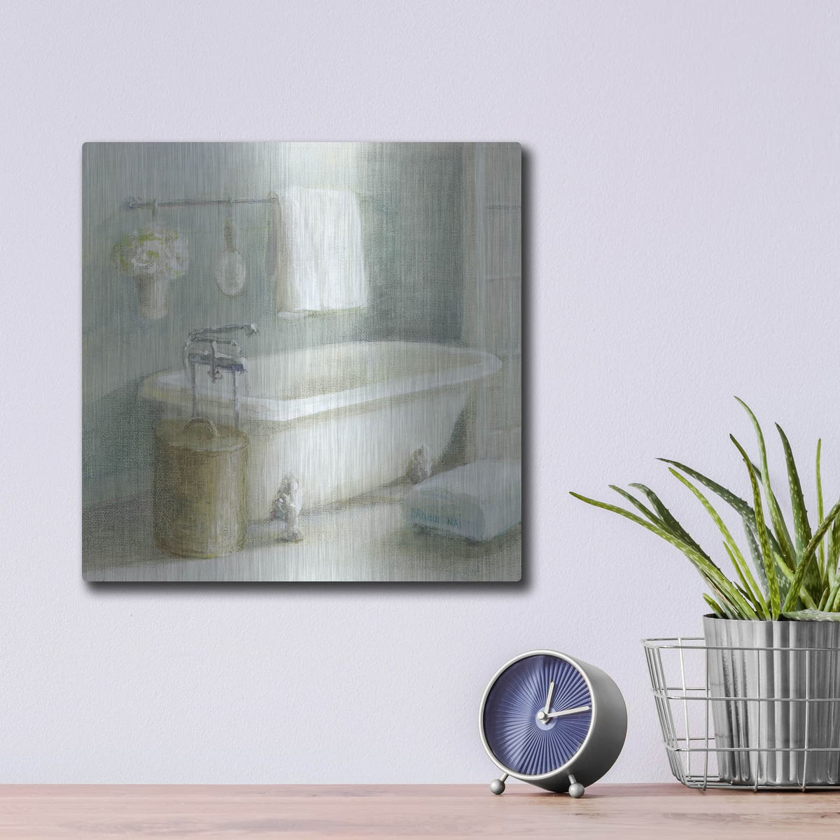 'Refreshing Bath 1' by Danhui Nai – Metal Wall Art, 12x12 room view