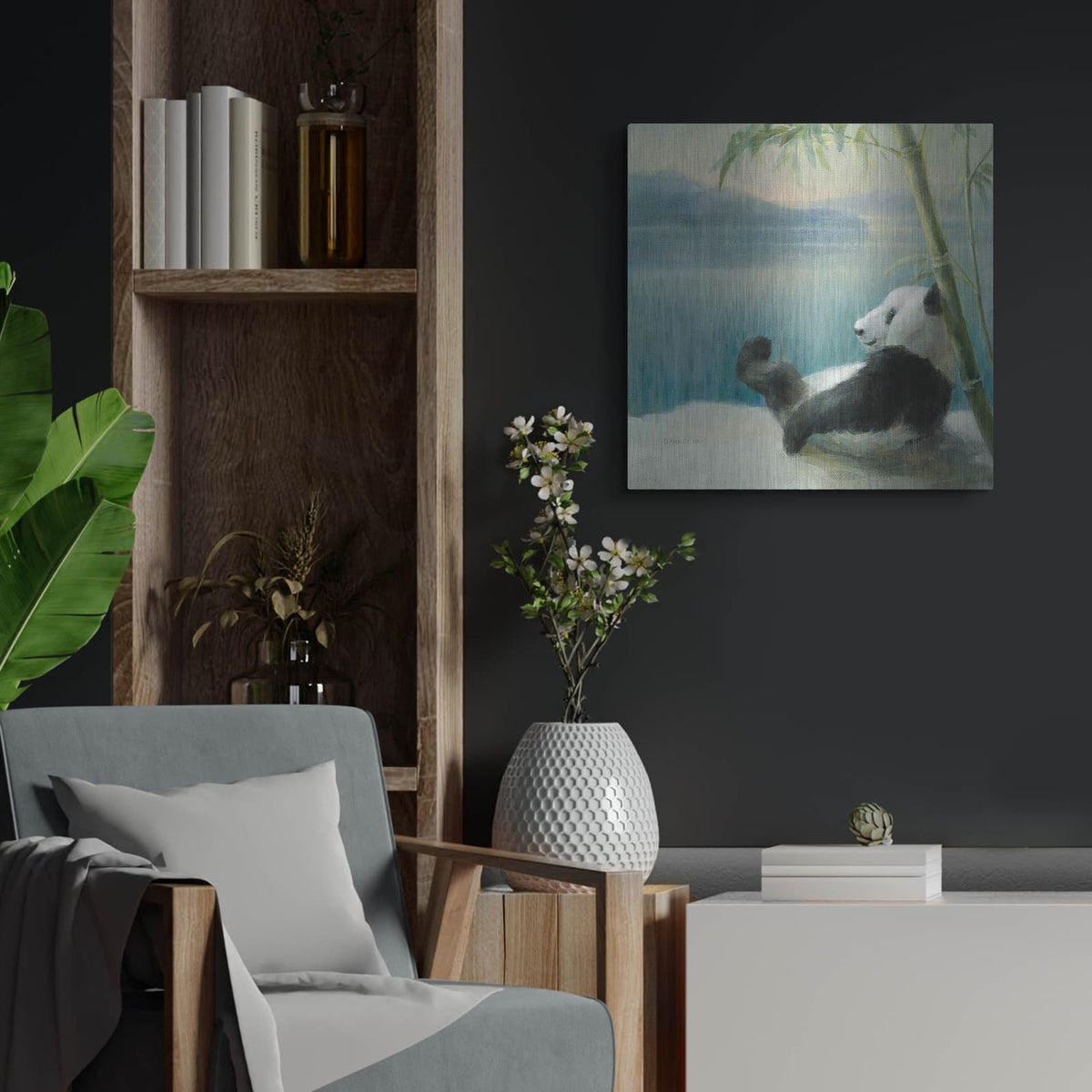 'Resting In Bamboo' by Danhui Nai – Metal Wall Art, 24x24 room view