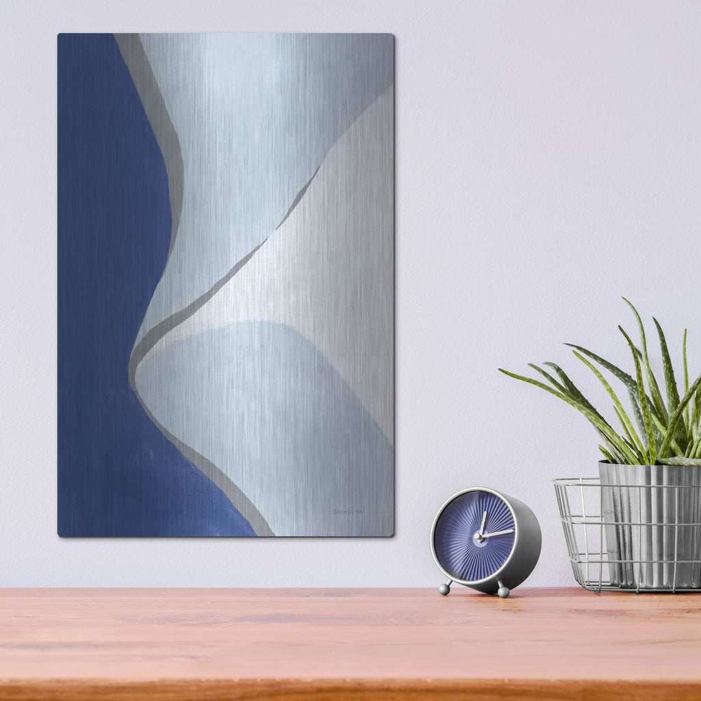 'Retro Abstract 3 Blue' by Danhui Nai – Metal Wall Art, 12x16 room view