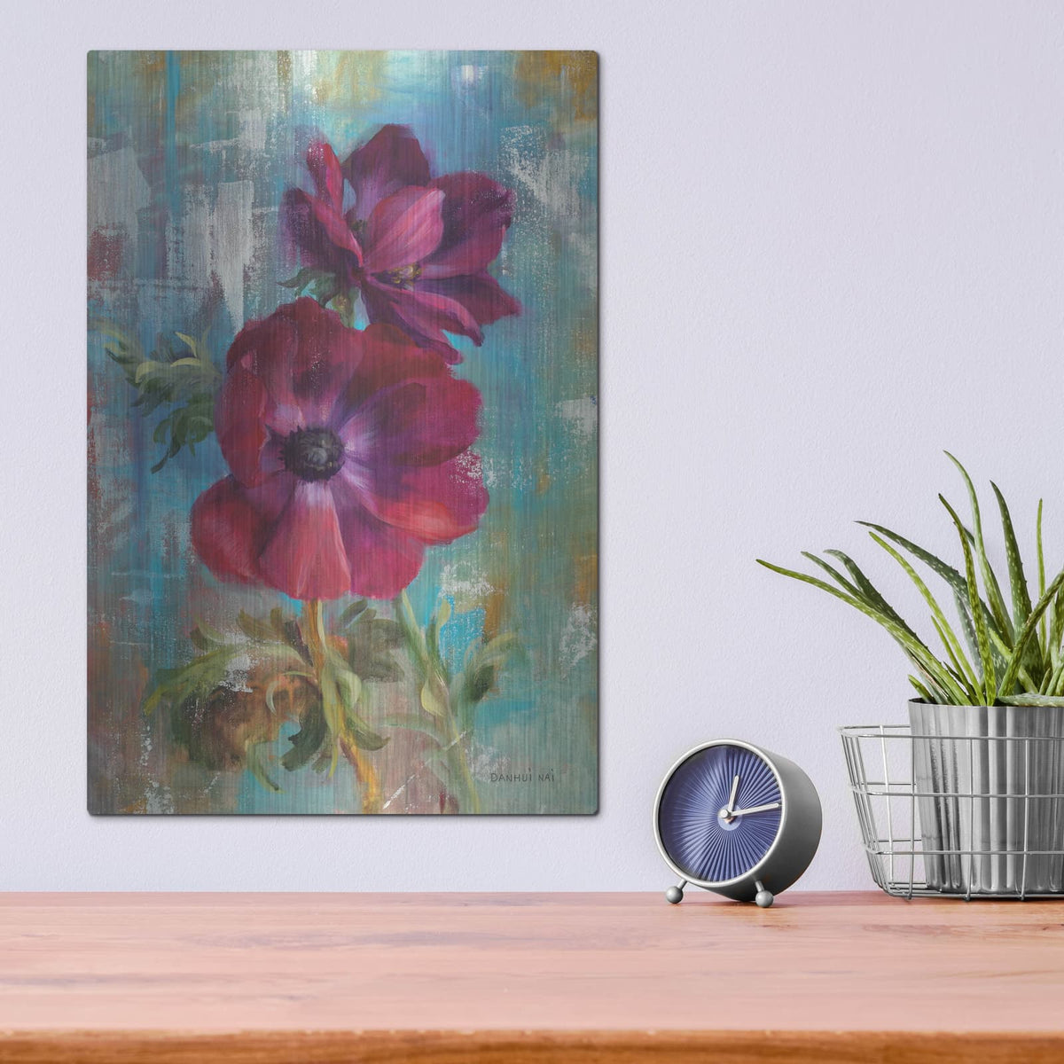 'Rich Anemones 1' by Danhui Nai – Metal Wall Art, 12x16 room view