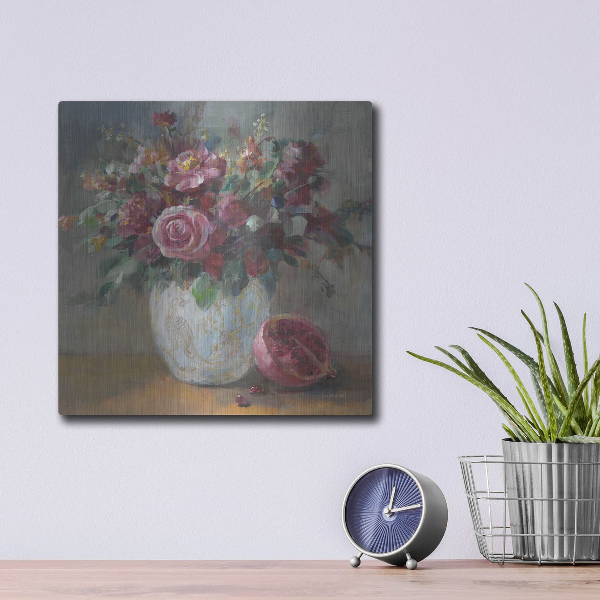 'Rich Fall Florals' by Danhui Nai – Metal Wall Art, 12x12 room view