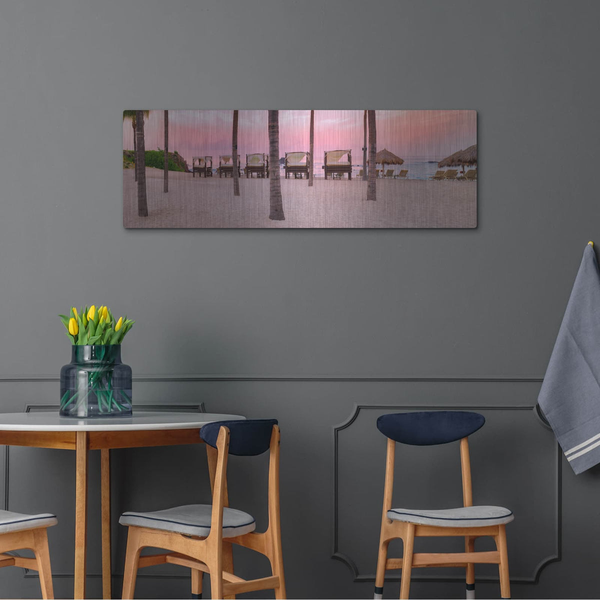 'Pink Beach' by Dennis Frates – Metal Wall Art, 48x16 room view