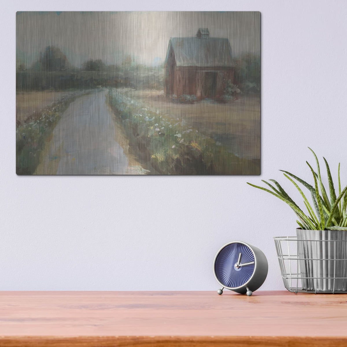 'Road To The Fields Neutral' by Danhui Nai – Metal Wall Art, 16x12 room view