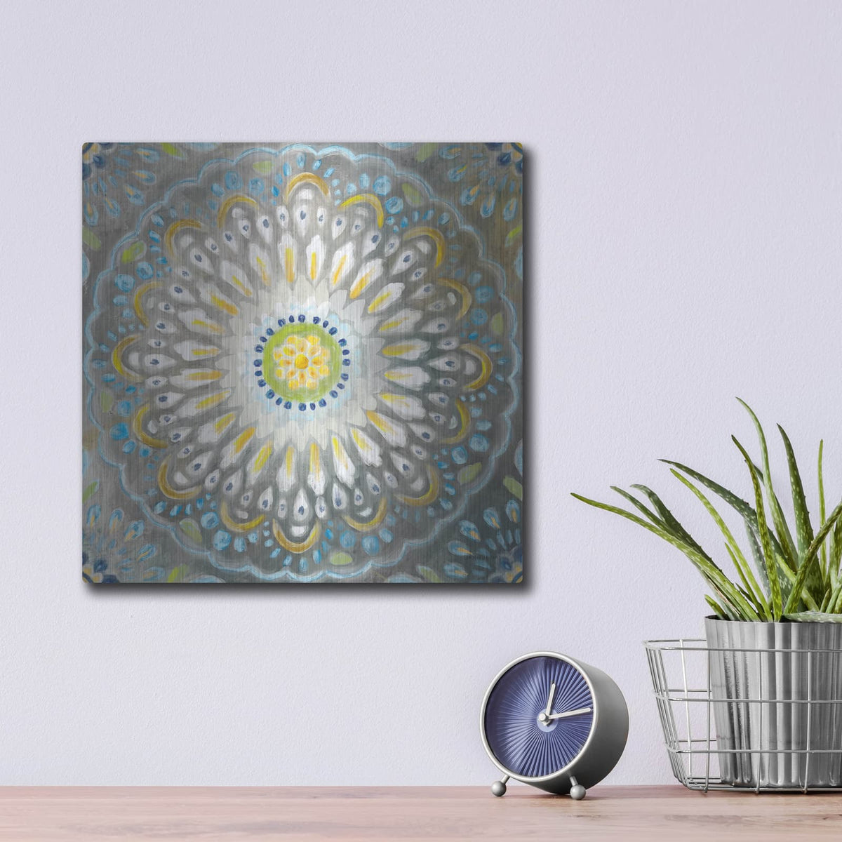 'Rosette Mandala' by Danhui Nai – Metal Wall Art, 12x12 room view