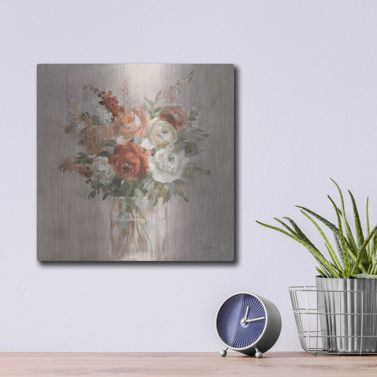 'Russet Bouquet Light' by Danhui Nai – Metal Wall Art, 12x12 room view