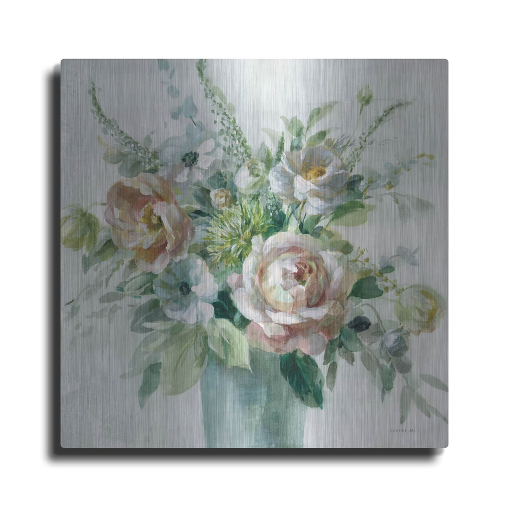 'Sage And Peach Flowers 1' by Danhui Nai – Metal Wall Art