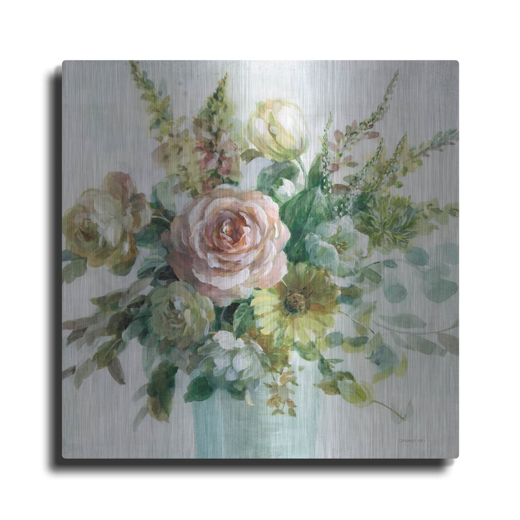 'Sage And Peach Flowers 2' by Danhui Nai – Metal Wall Art