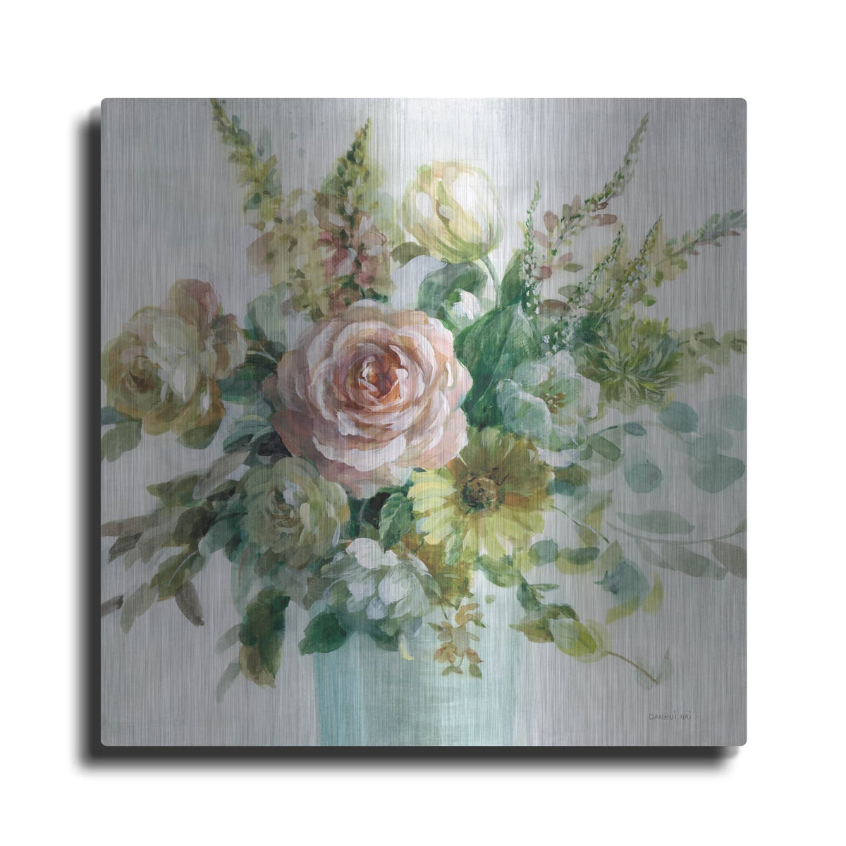 'Sage And Peach Flowers 2' by Danhui Nai – Metal Wall Art