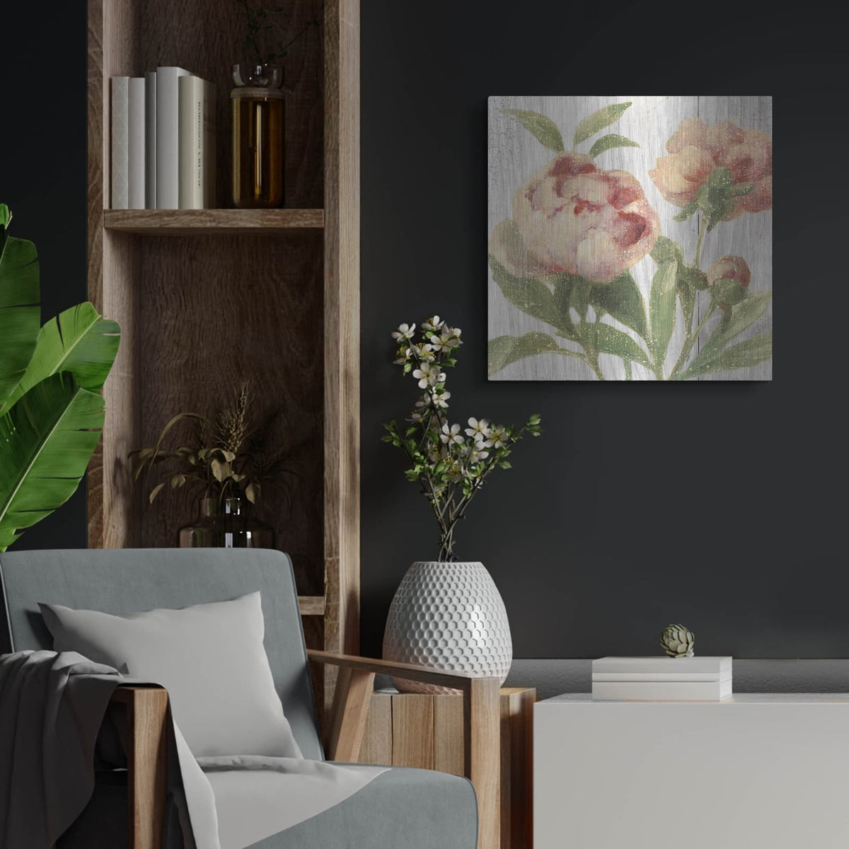 'Scented Cottage Florals 1 C' by Danhui Nai – Metal Wall Art, 24x24 room view