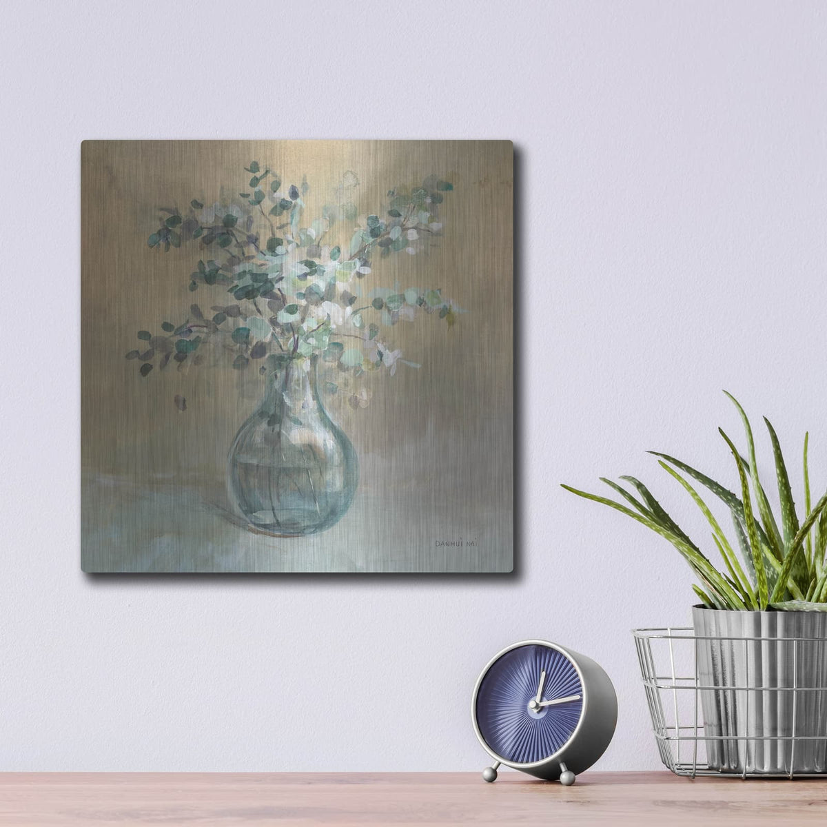 'Scented Cutting Neutral Sq' by Danhui Nai – Metal Wall Art, 12x12 room view