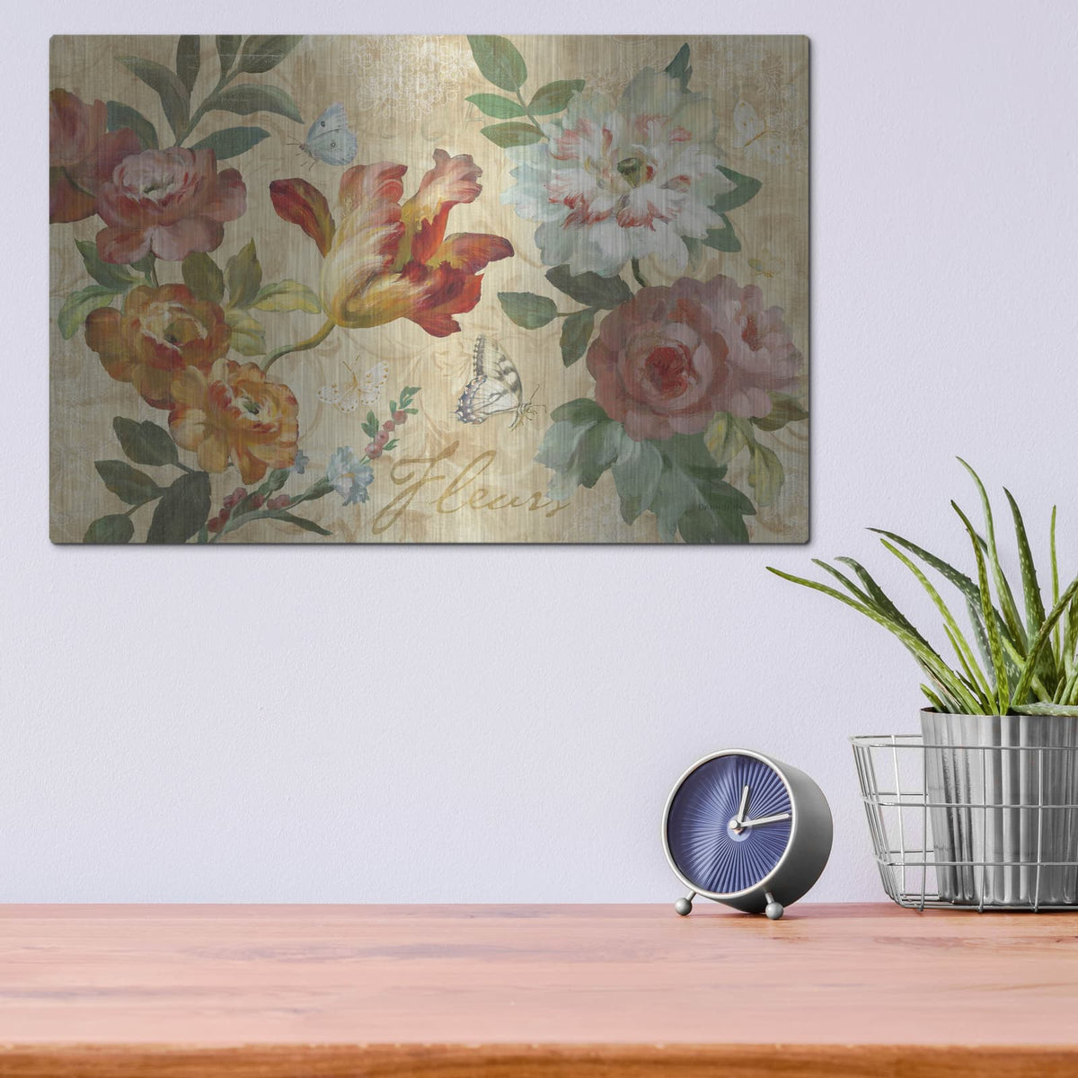 'Seaside Garden 3 Ivory' by Danhui Nai – Metal Wall Art, 16x12 room view
