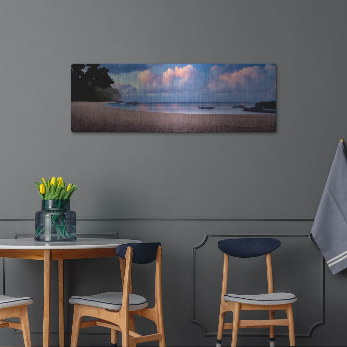 'Pink Clouds Pano' by Dennis Frates – Metal Wall Art, 48x16 room view