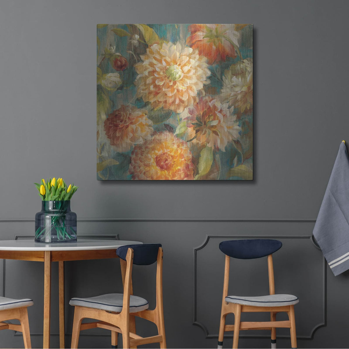 'Secret Garden 2 Cream' by Danhui Nai – Metal Wall Art, 36x36 room view