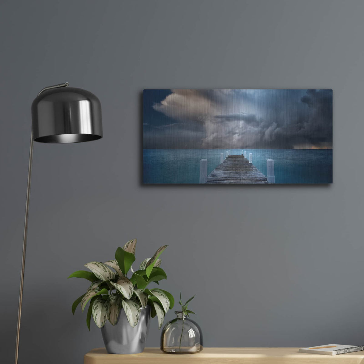 'Pier' by Dennis Frates – Metal Wall Art, 24x12 room view