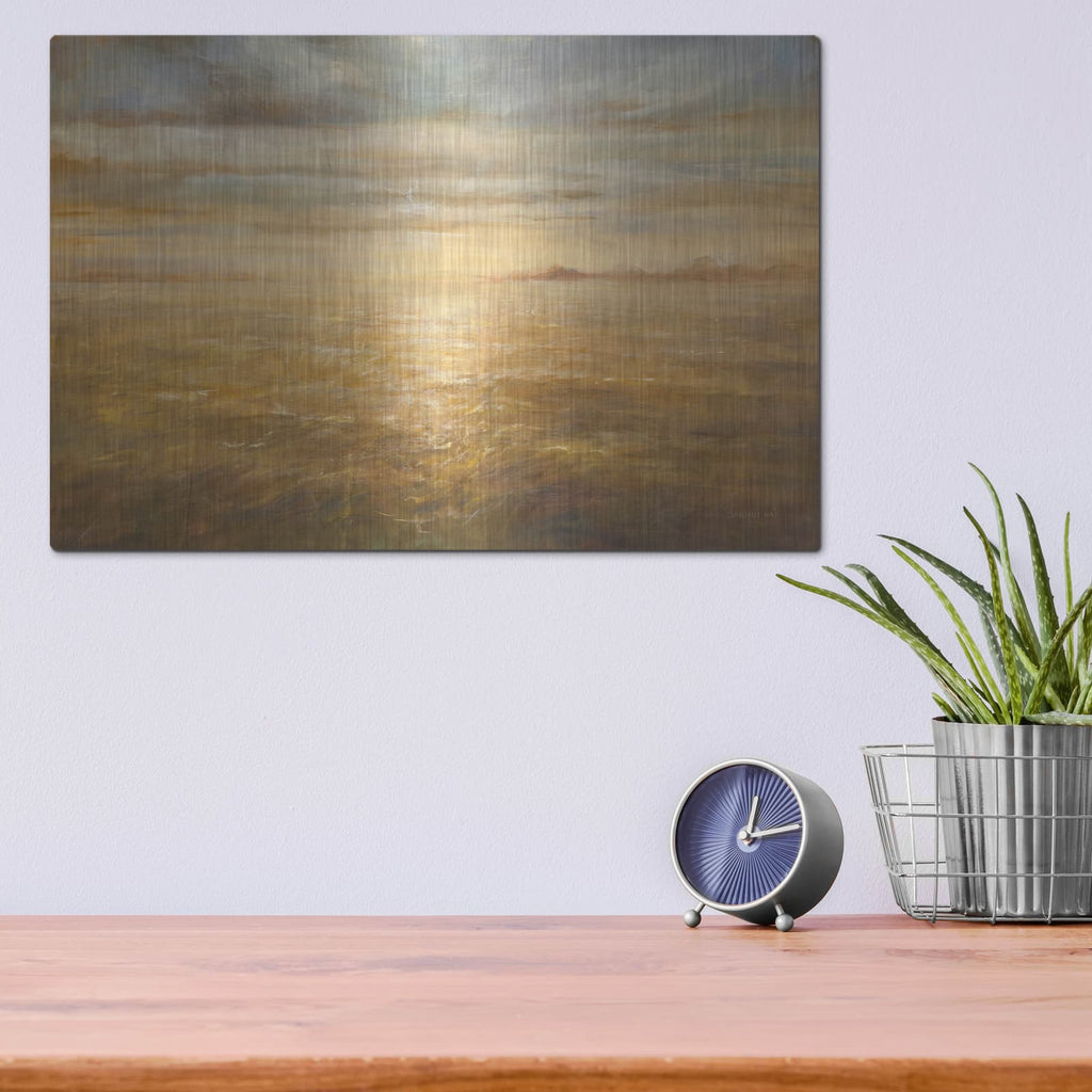 'Serene Sea 1 Gold' by Danhui Nai – Metal Wall Art, 16x12 room view