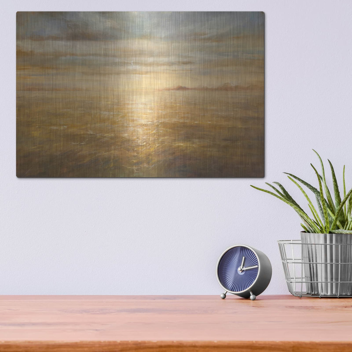 'Serene Sea 1 Gold' by Danhui Nai – Metal Wall Art, 16x12 room view