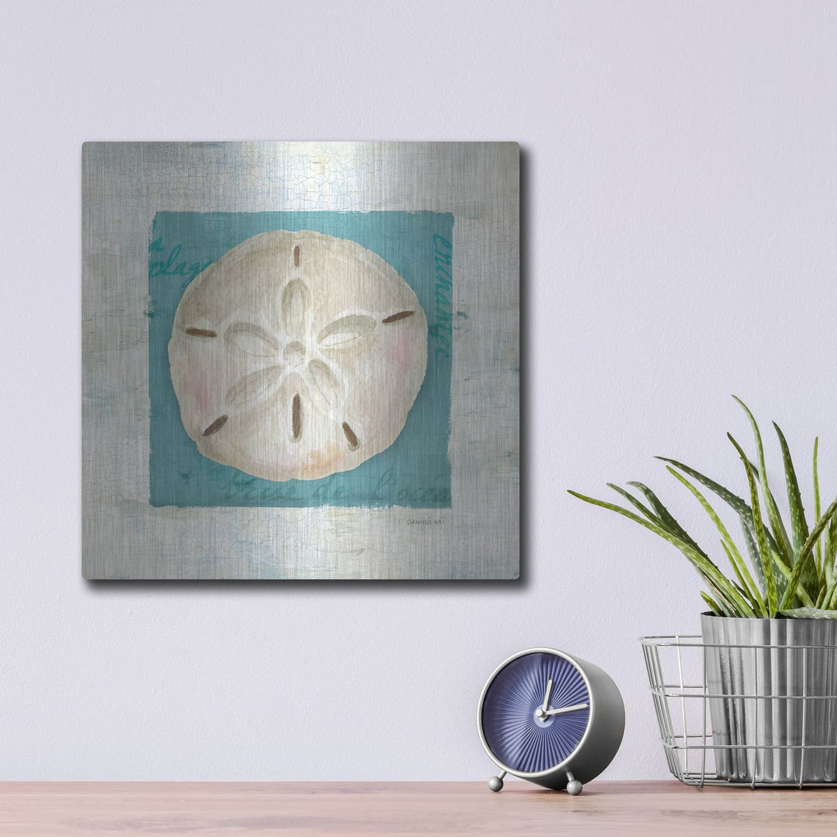 'Shades Of Blue 3' by Danhui Nai – Metal Wall Art, 12x12 room view