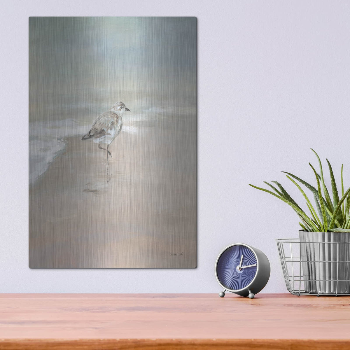 'Shorebirds On The Sand 2' by Danhui Nai – Metal Wall Art, 12x16 room view