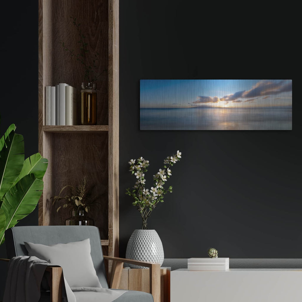 'Blue and Yellow' by Dennis Frates – Metal Wall Art, 36x12 room view