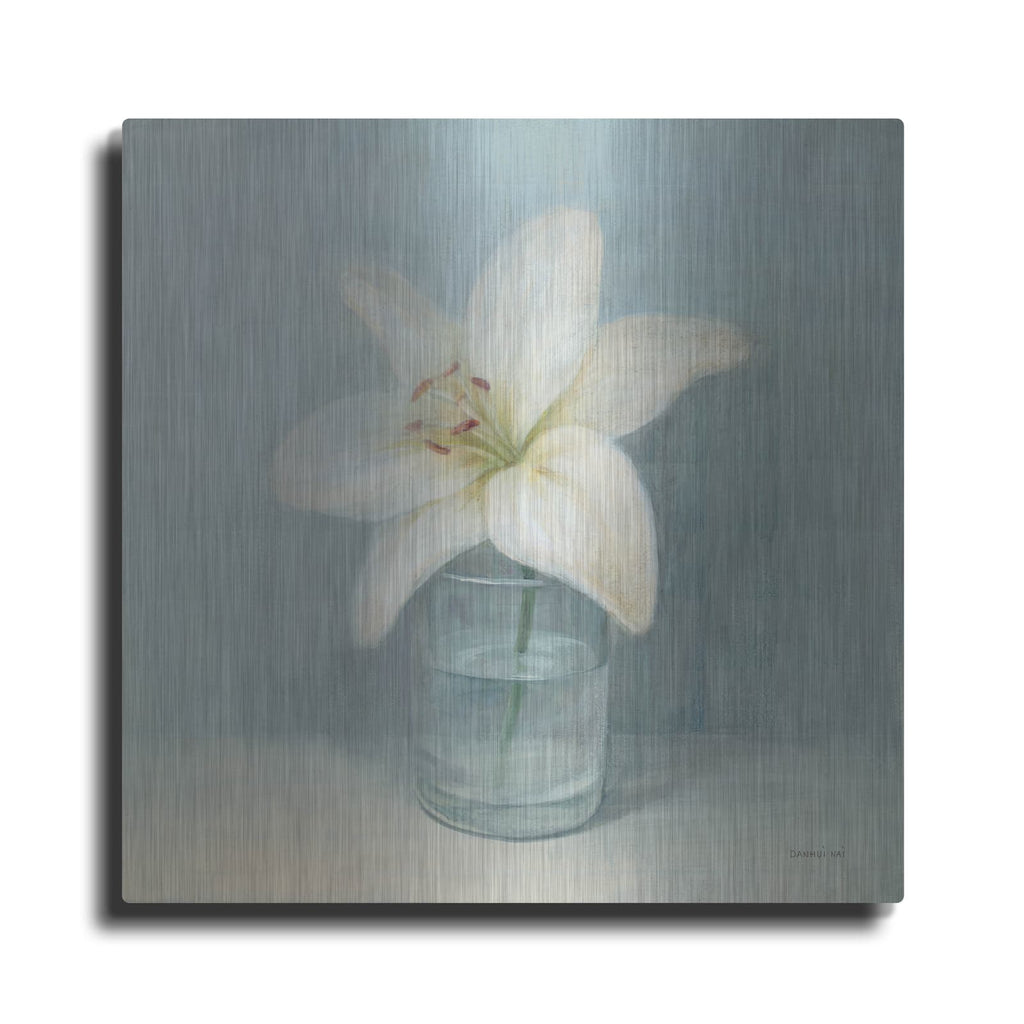 'Single White Lily' by Danhui Nai – Metal Wall Art