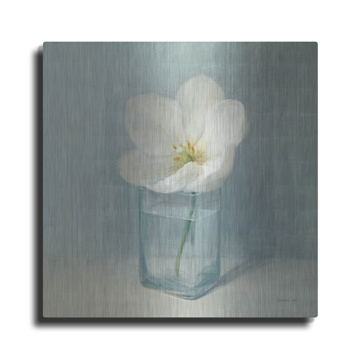 'Single White Tulip' by Danhui Nai – Metal Wall Art